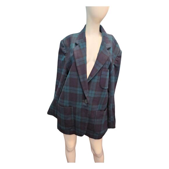 Donnybrook Wool Blue Check Blazer Womens Size 16 Vintage 90's - Picture 1 of 8